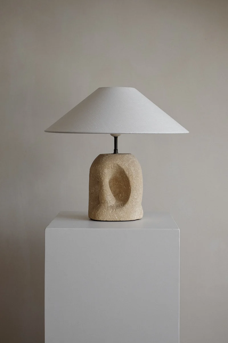 Vintage Table Lamp in Hand-Carved Stone by Pierre-Albert Tormos, 1970s