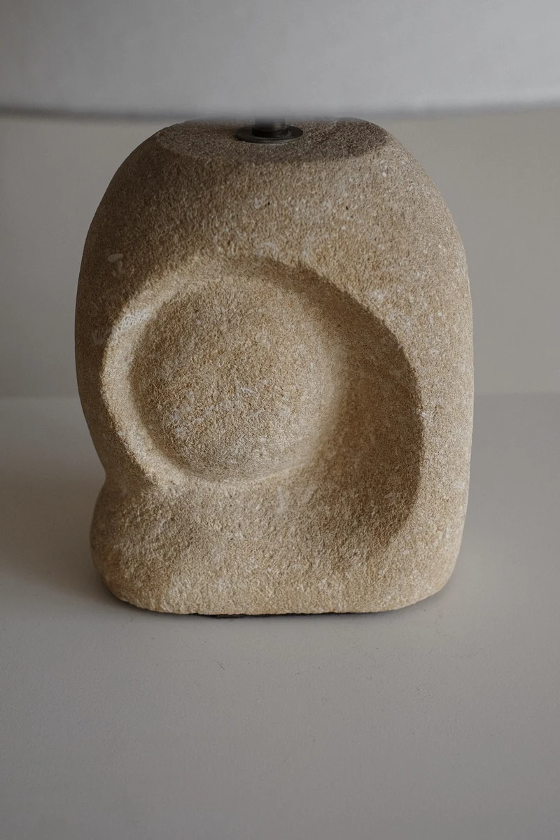 Vintage Table Lamp in Hand-Carved Stone by Pierre-Albert Tormos, 1970s