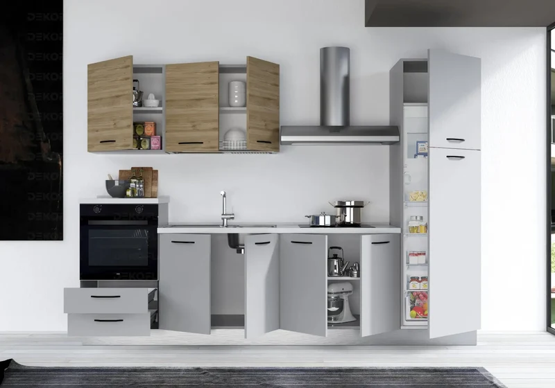 Cuisine Gris Chêne STAR 300 - Électroménager Inclus
