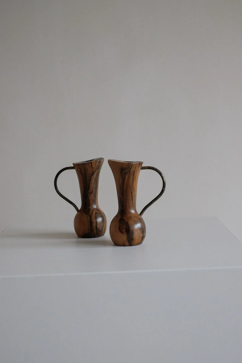 Pair of Wooden Candle Holders