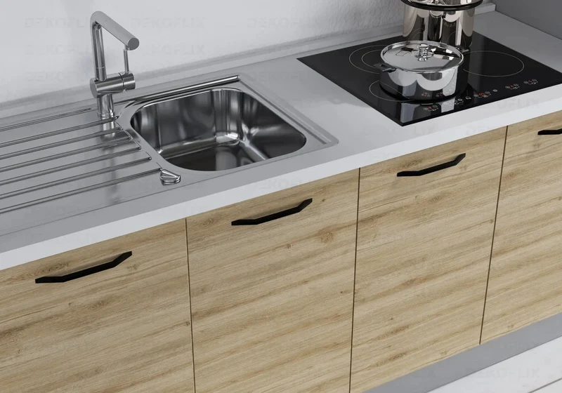 Cuisine Chêne Titane STAR 300 - Électroménager Inclus