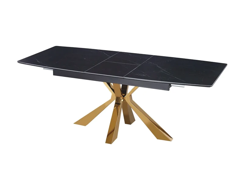 Table extensible céramique dorée marbre gris - Urso