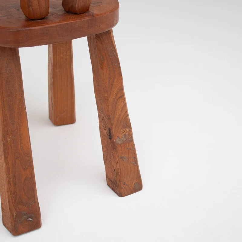 Small Brutalist Solid Elm Chair, France