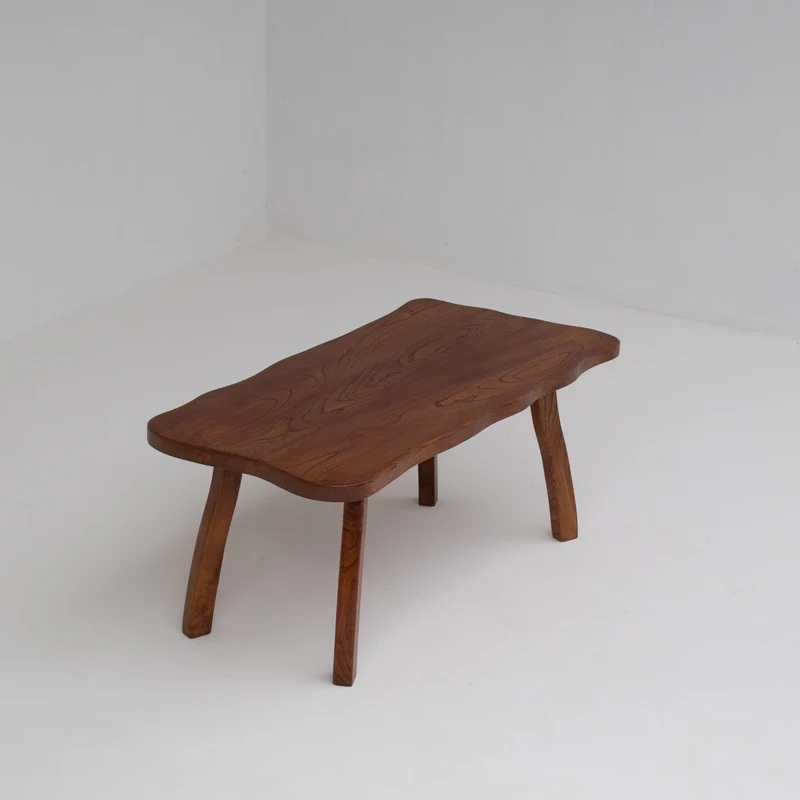 Handcrafted Sculptural Brutalist Solid Elm Side Table