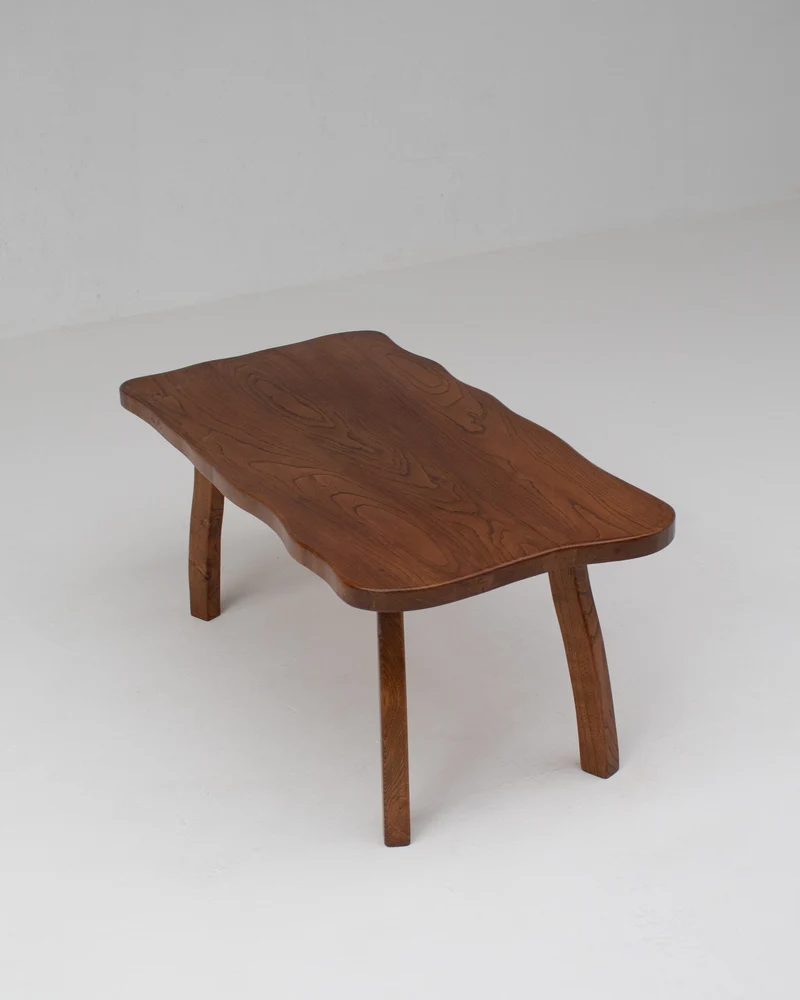 Handcrafted Sculptural Brutalist Solid Elm Side Table