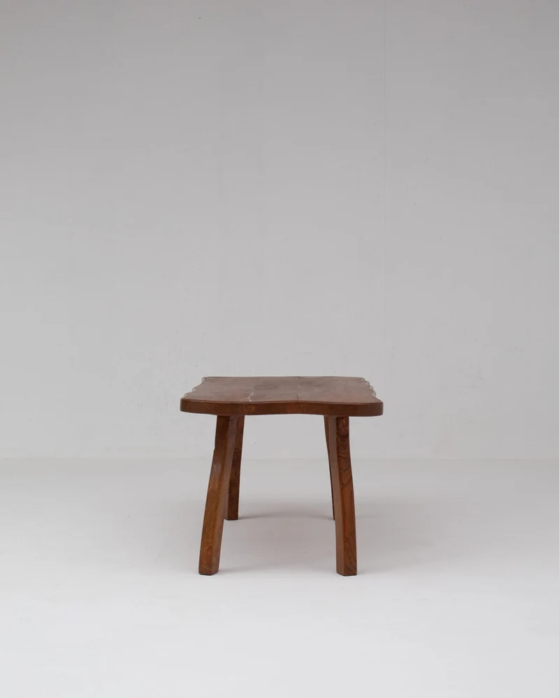 Handcrafted Sculptural Brutalist Solid Elm Side Table