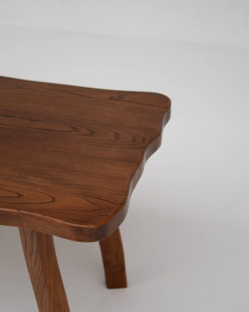 Handcrafted Sculptural Brutalist Solid Elm Side Table