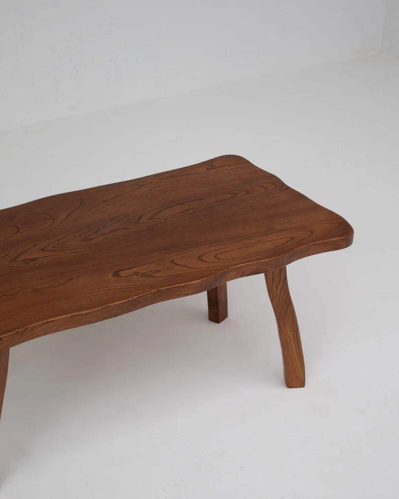 Handcrafted Sculptural Brutalist Solid Elm Side Table