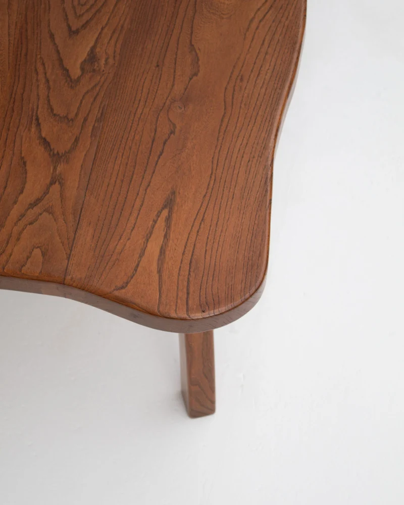 Handcrafted Sculptural Brutalist Solid Elm Side Table