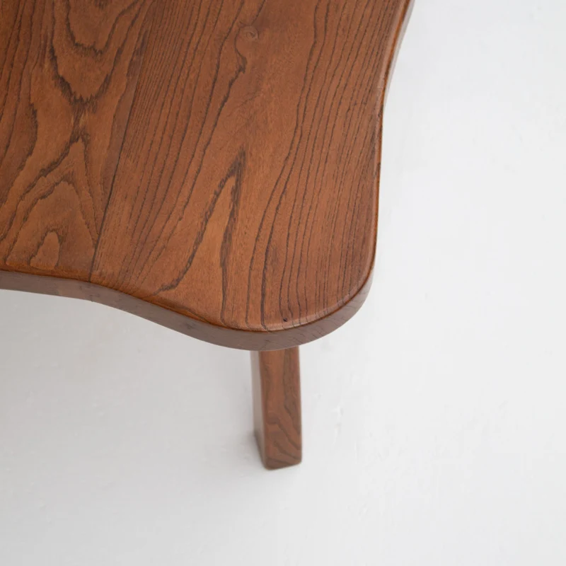 Handcrafted Sculptural Brutalist Solid Elm Side Table