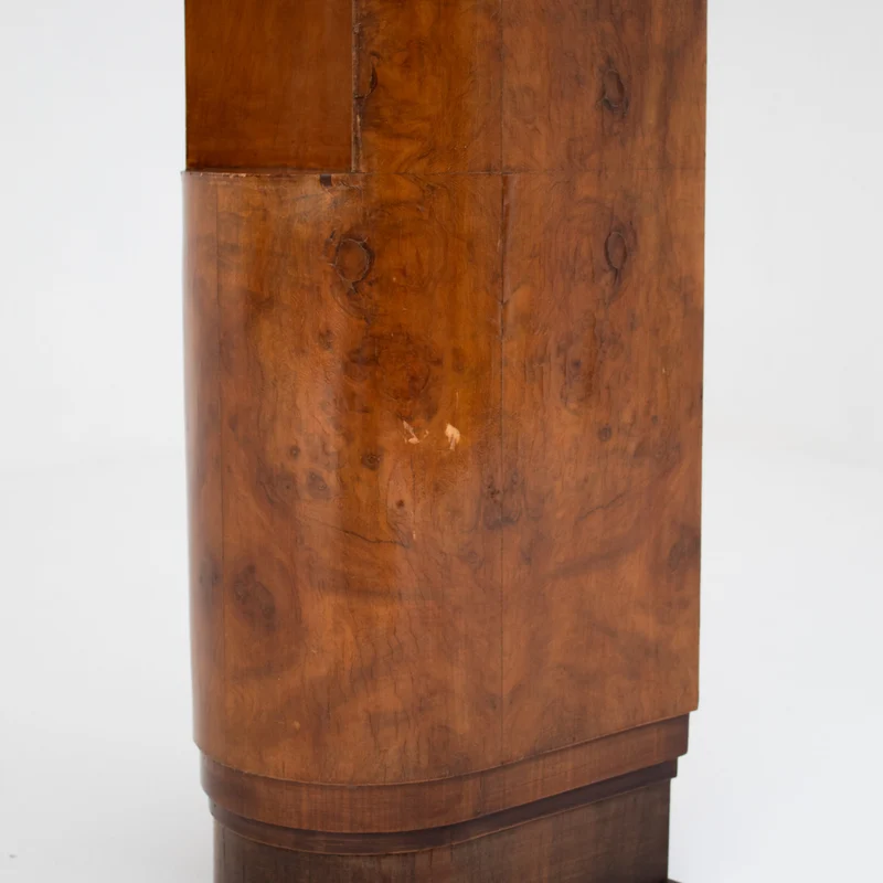 French Art Deco Walnut Pedestal with Open Display Niche, 1930s