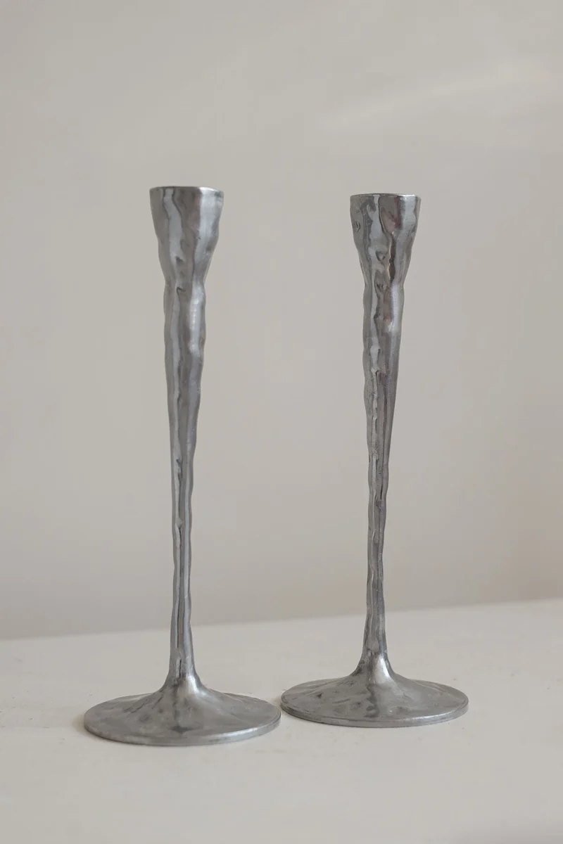 Pair of Aluminium Candle Holders