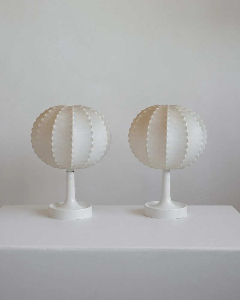 Vintage Pair of Cocoon Resin Table Lamps by Friedel Wauer for Goldkant Leuchten, 1970s