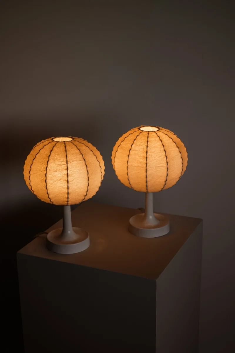 Vintage Pair of Cocoon Resin Table Lamps by Friedel Wauer for Goldkant Leuchten, 1970s