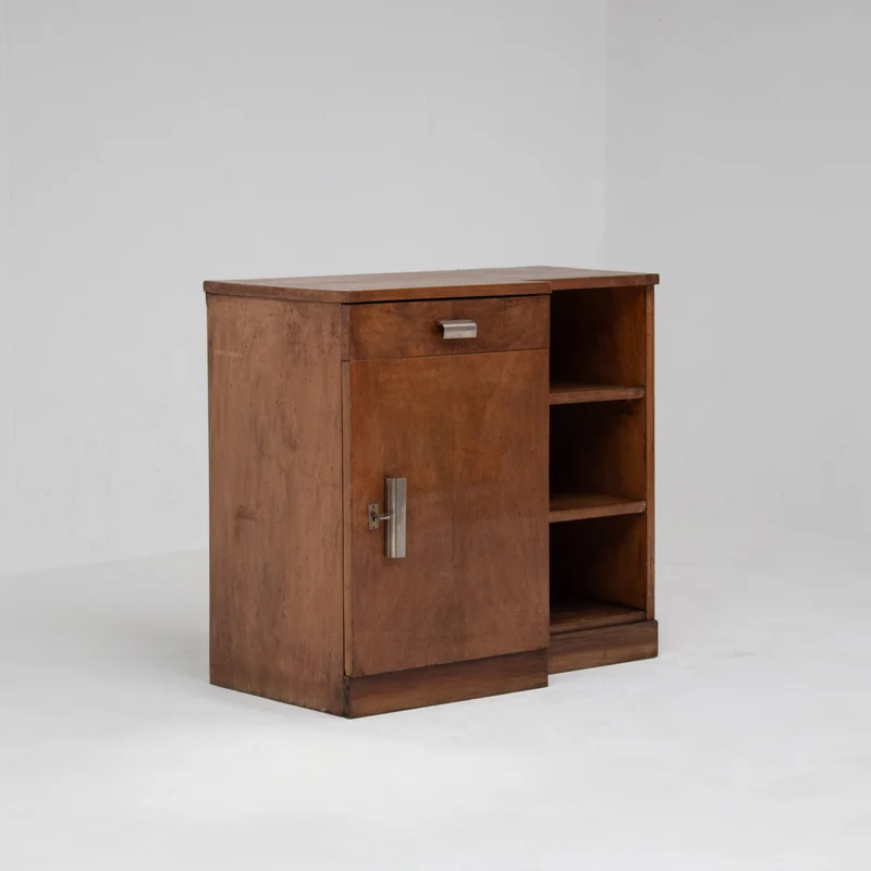 Art Deco Nightstand with Chrome Handles