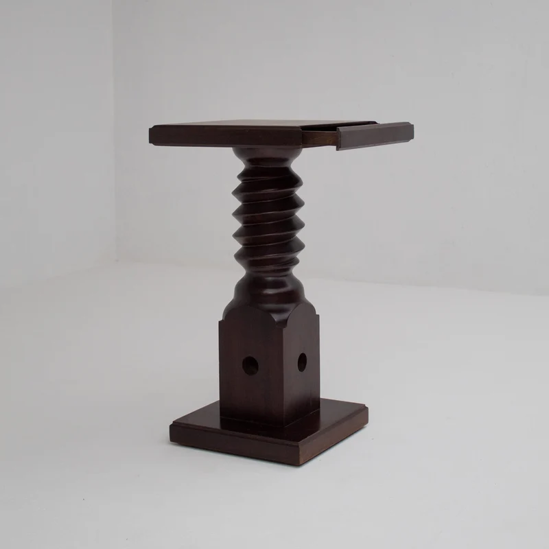 Vintage Wooden Pedestal Set in Stained Oak