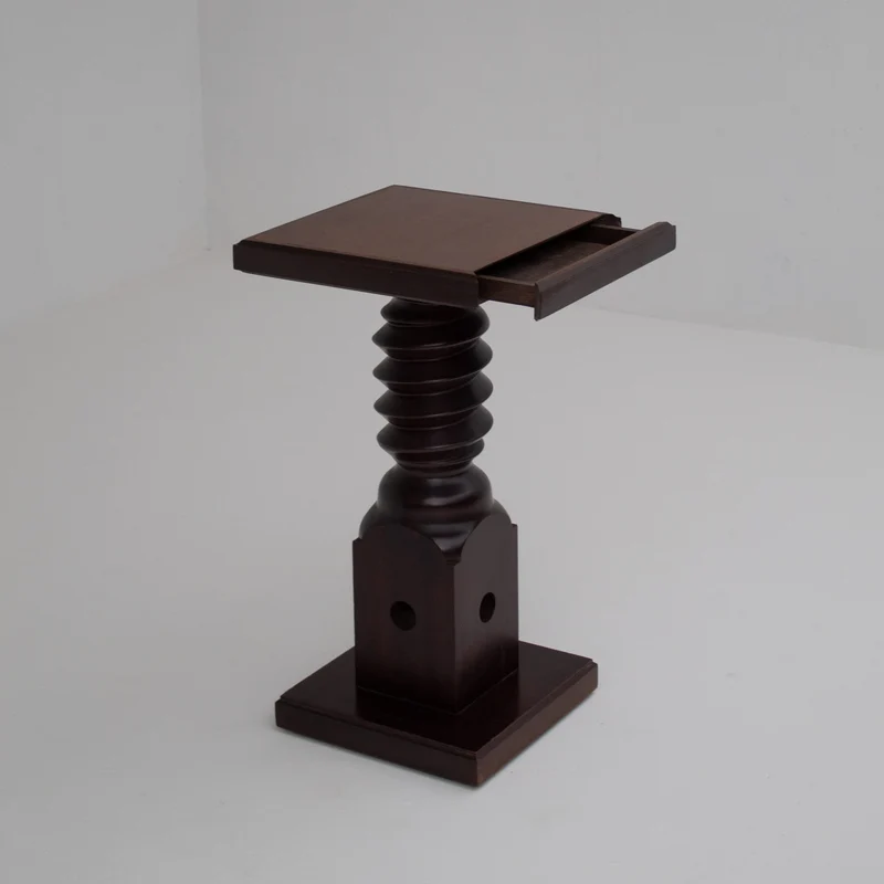 Vintage Wooden Pedestal Set in Stained Oak