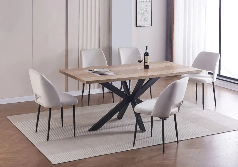 Table à manger noir en noir chêne - Dina