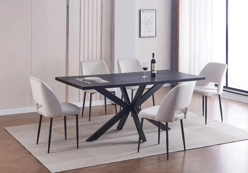 Table à manger noir en chêne - Dina
