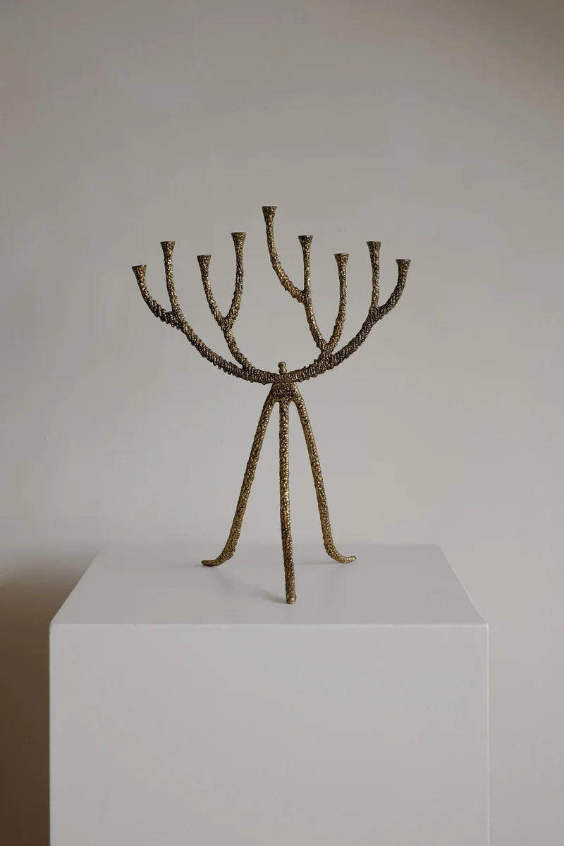 Rare Mid-Century Brutalist Bronze Candelabra