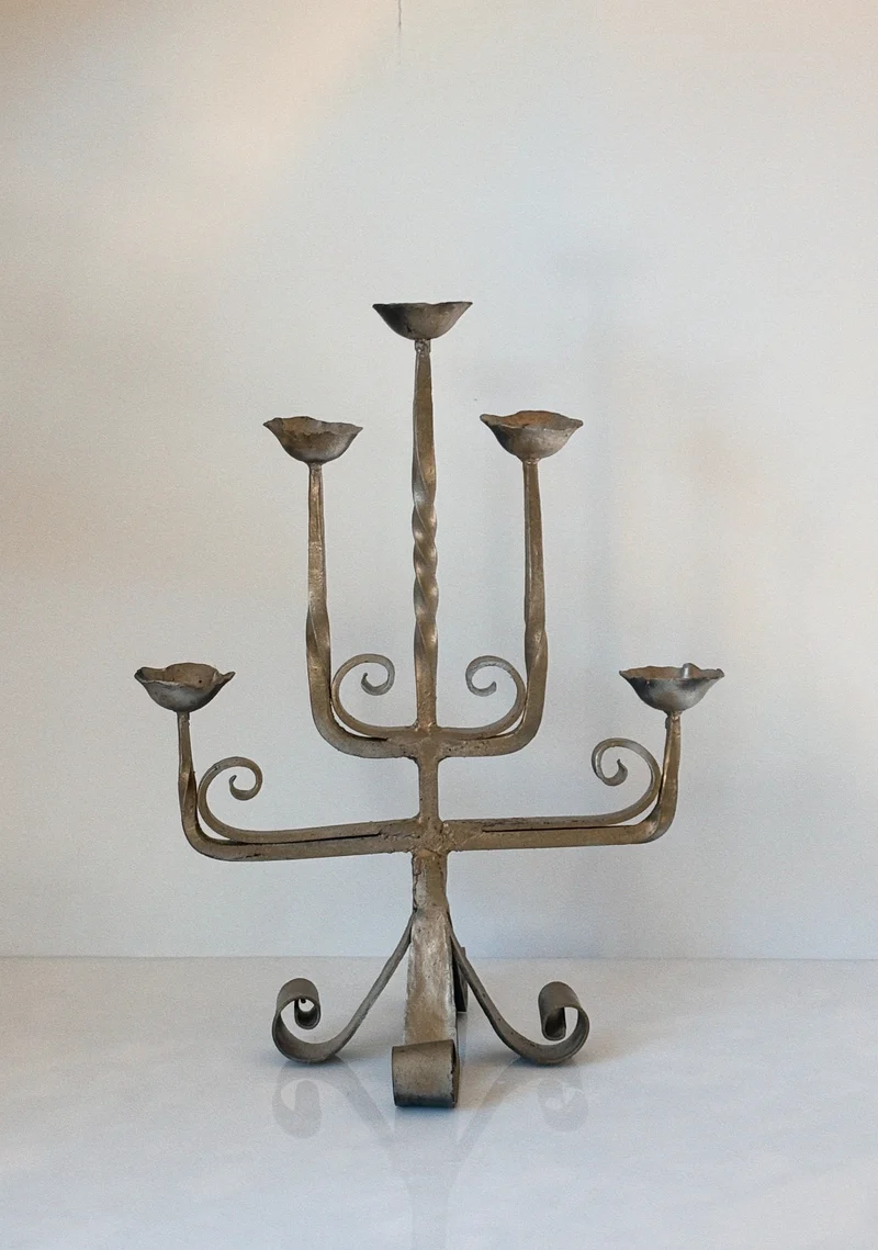 Folk Art 5 Arm Candelabra, Poland