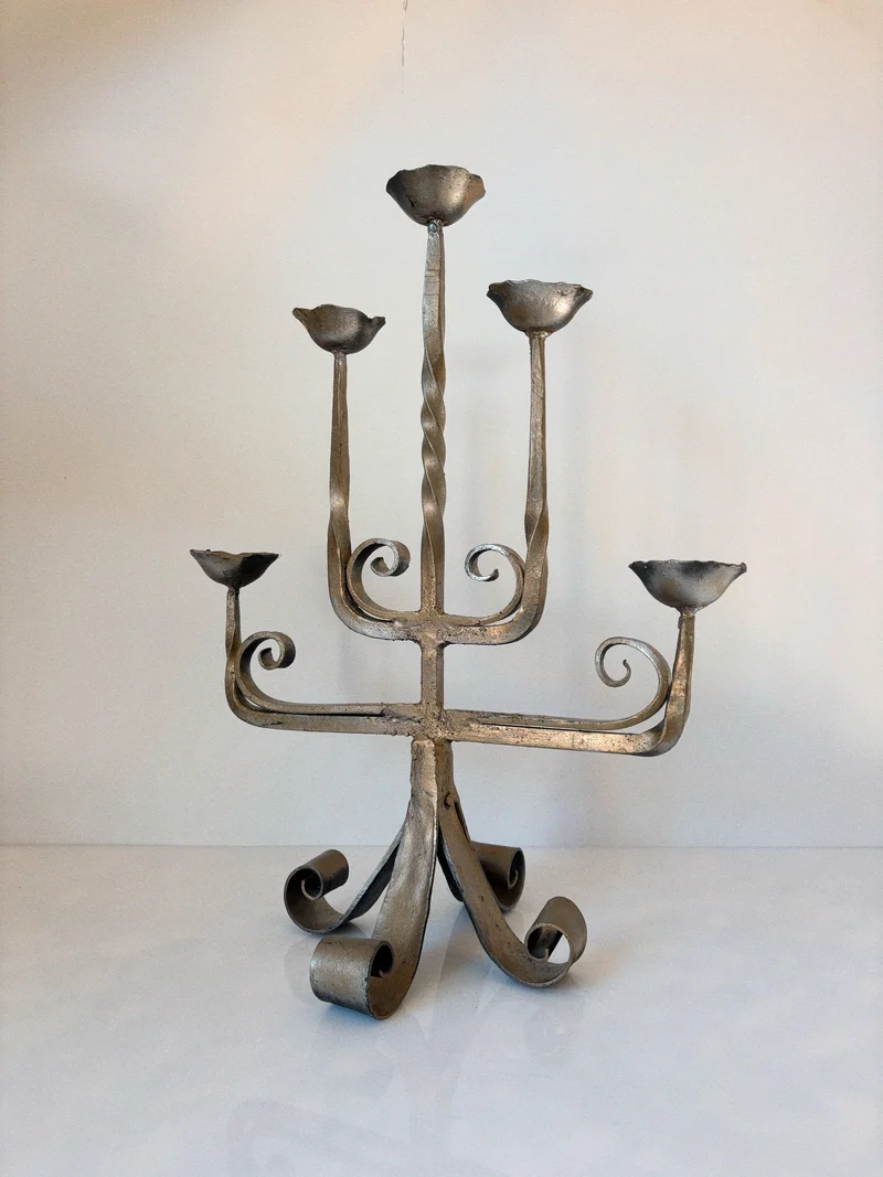 Folk Art 5 Arm Candelabra, Poland