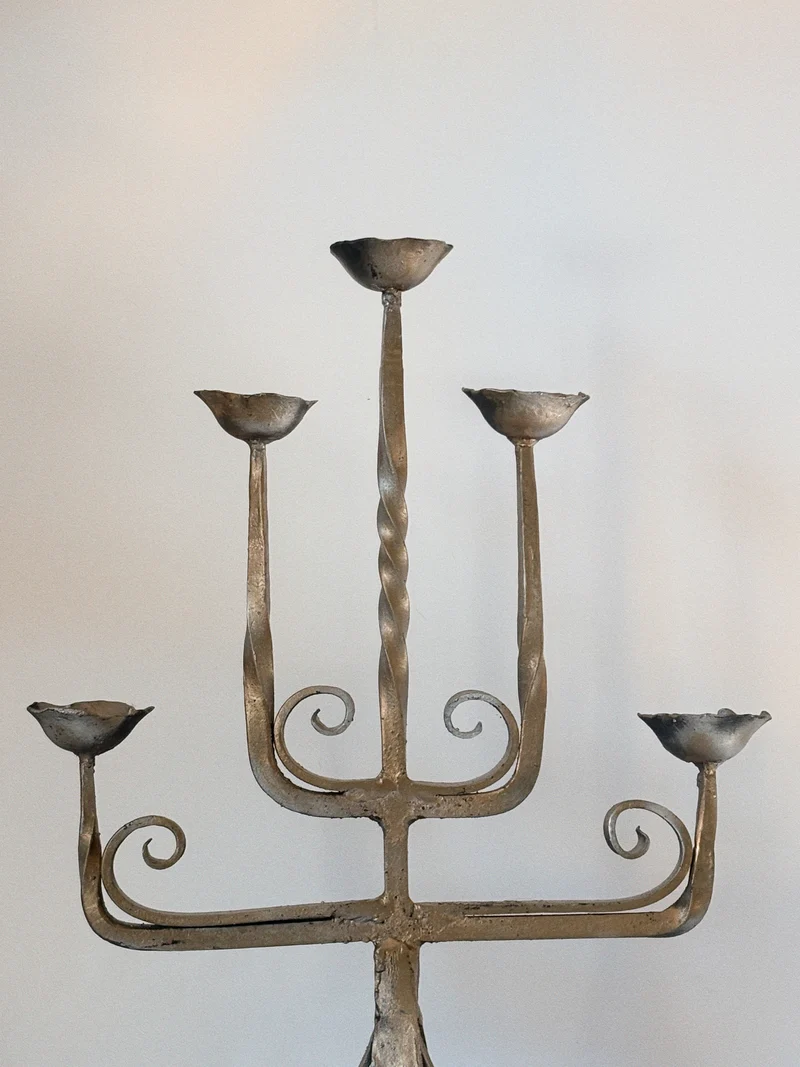 Folk Art 5 Arm Candelabra, Poland