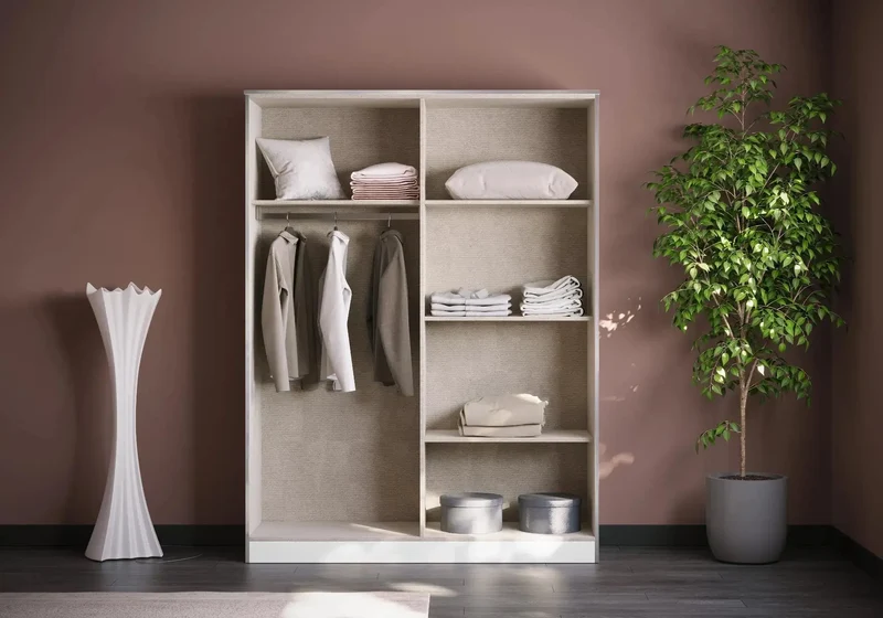 Chambre complète marbre beige or laqué LED – NOEMI