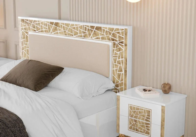 Chambre complète blanc doré brillant design – STELLA