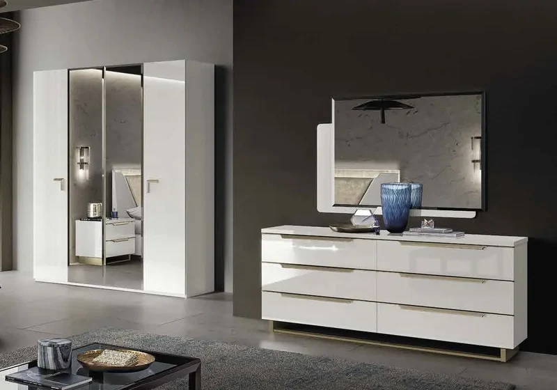 Chambre complète capitonné blanc LADY