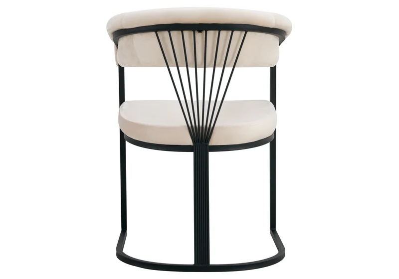 Fauteuil de table velours beige pieds luge noir - Siam x2