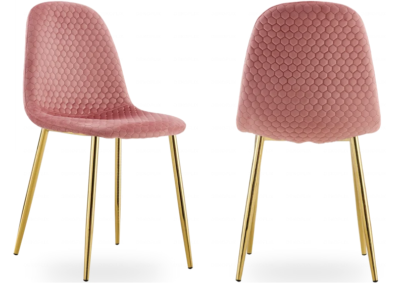Chaises scandinaves en velours alvéolé rose - Alma x6