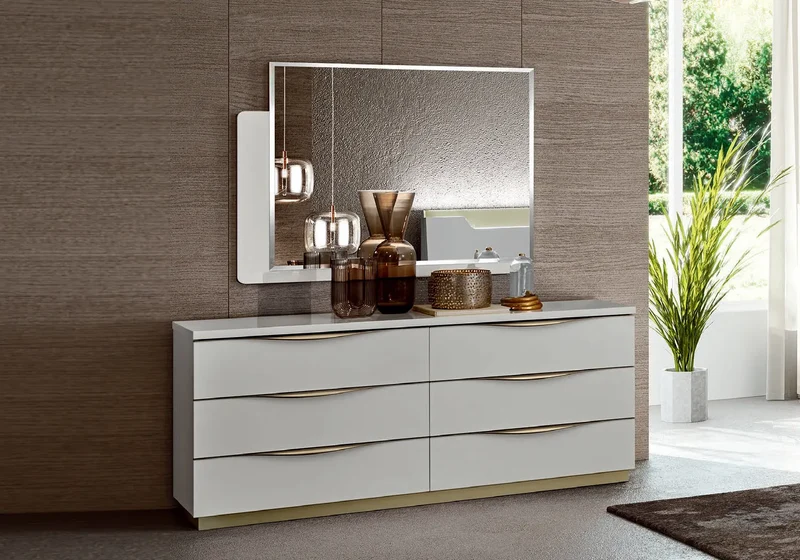 Chambre complète capitonné laquée blanc XENA