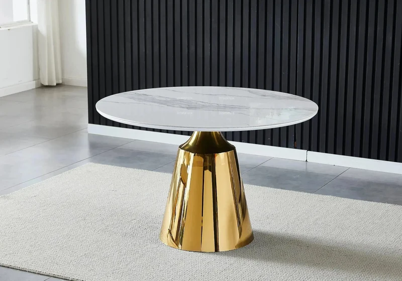 Table à manger noire marbre blanc - Olive