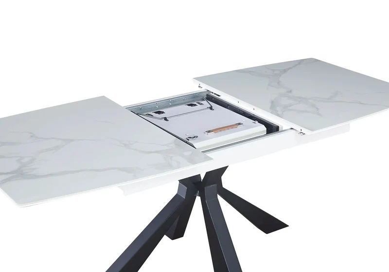 Table extensible céramique noir marbre blanc - Urso