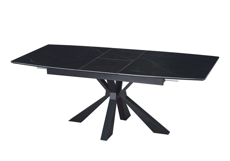 Table extensible céramique noir marbre blanc - Urso