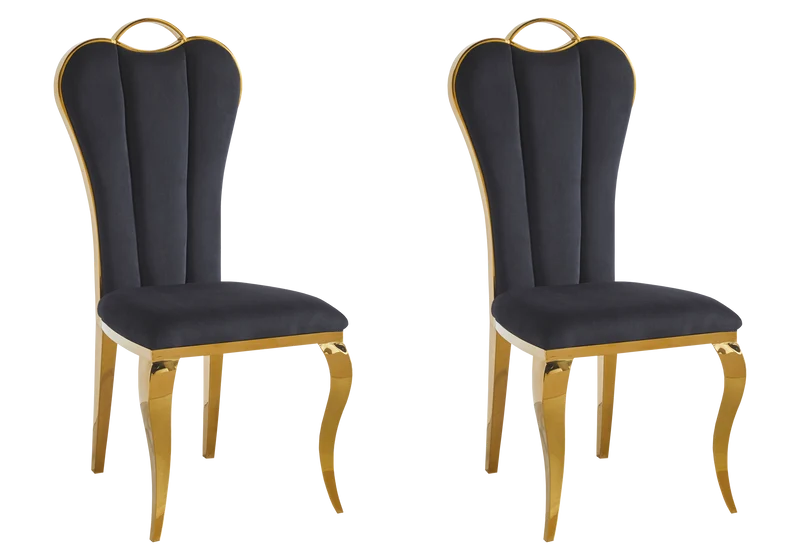 Chaise baroque moderne dorée et velours - Diana x4