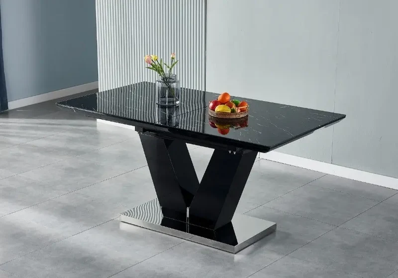 Table extensible design marbre beige - Max
