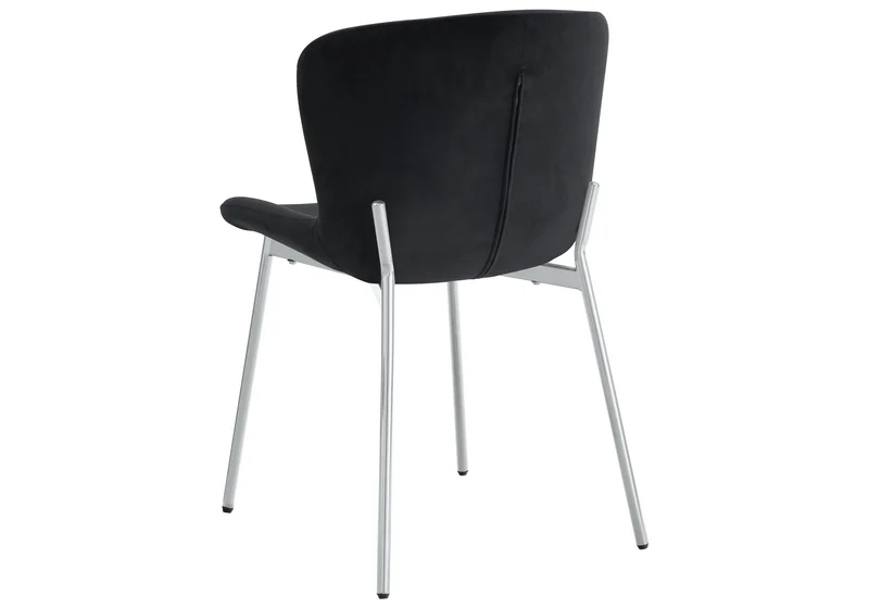 Chaise salle manger velours noir pieds chromé - Vesta x4