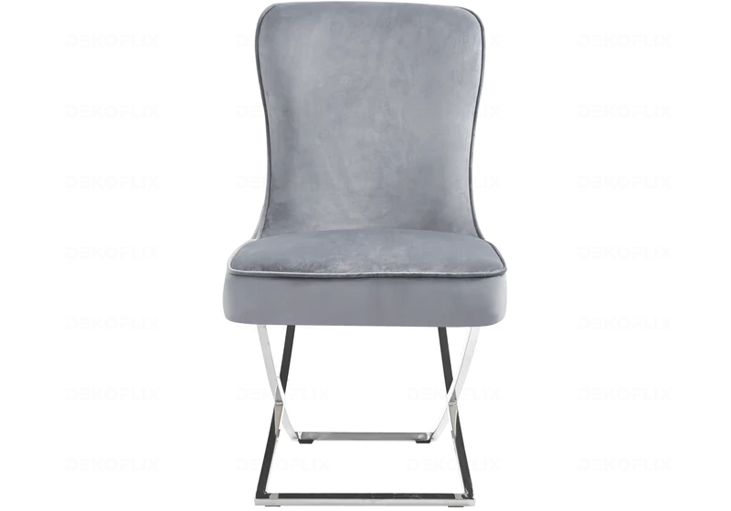 Chaises velours gris argenté avec anneau - Ursi x2