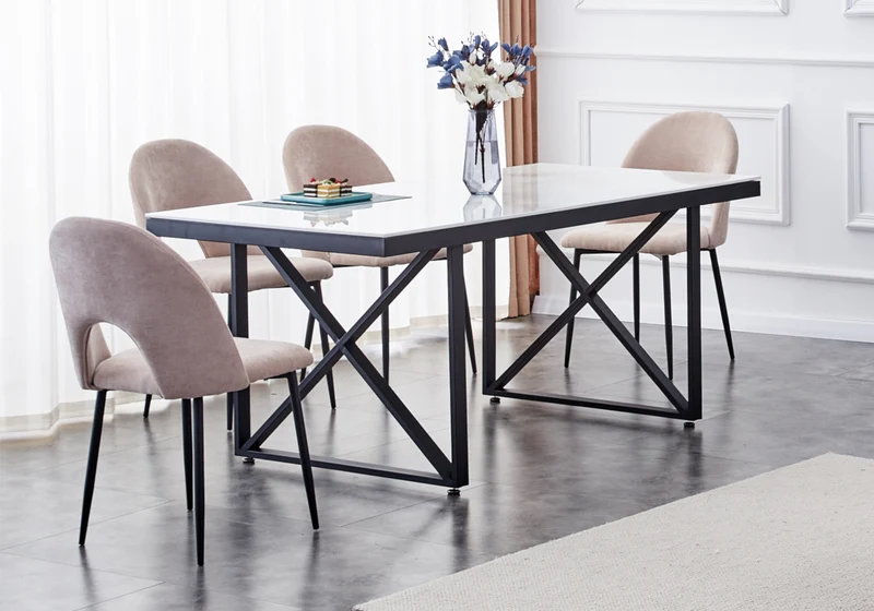 Chaise dossier ouvert en velours gris clair - Talia x4