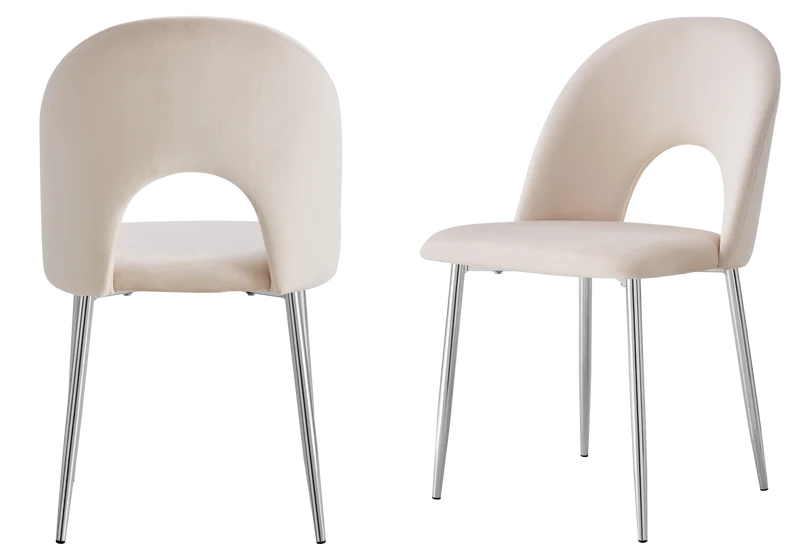 Chaise dossier ouvert en velours beige - Talia x4