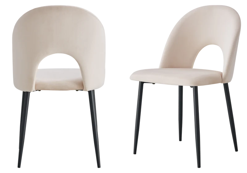 Chaise dossier ouvert en velours beige - Talia x4