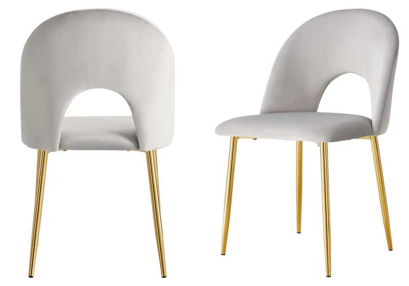 Chaise dossier ouvert en velours gris clair - Talia x4