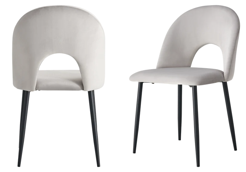 Chaise dossier ouvert en velours gris clair - Talia x4