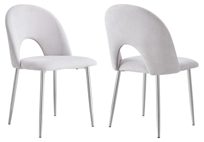 Chaise dossier ouvert en tissu chenille gris clair - Talia x4