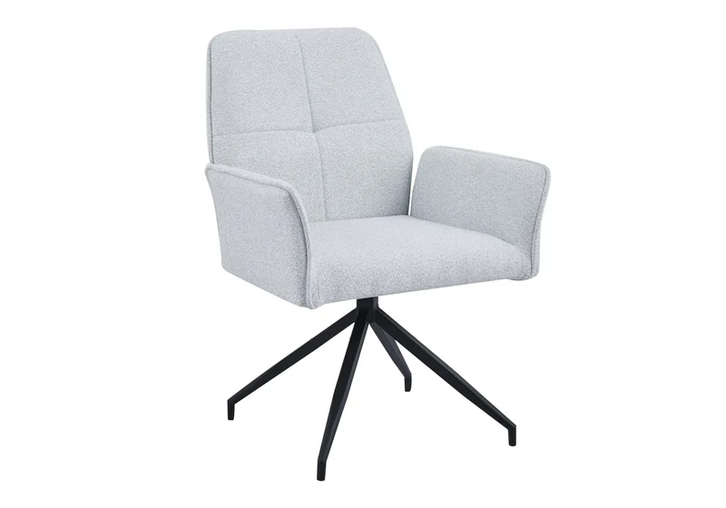 Fauteuils de table en bouclette grise pivotants - Maty x2