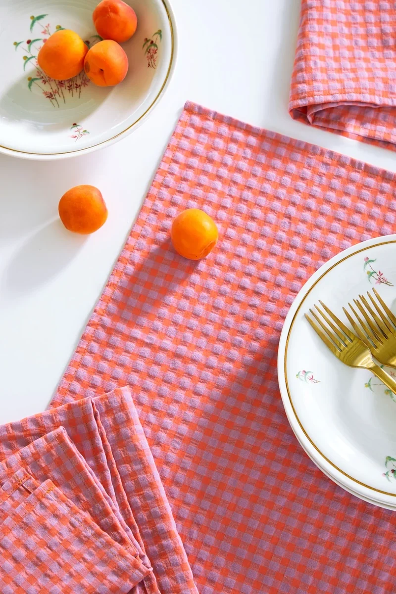 Lot de 2 serviettes de table " un petit creux " - Vichy Lilas