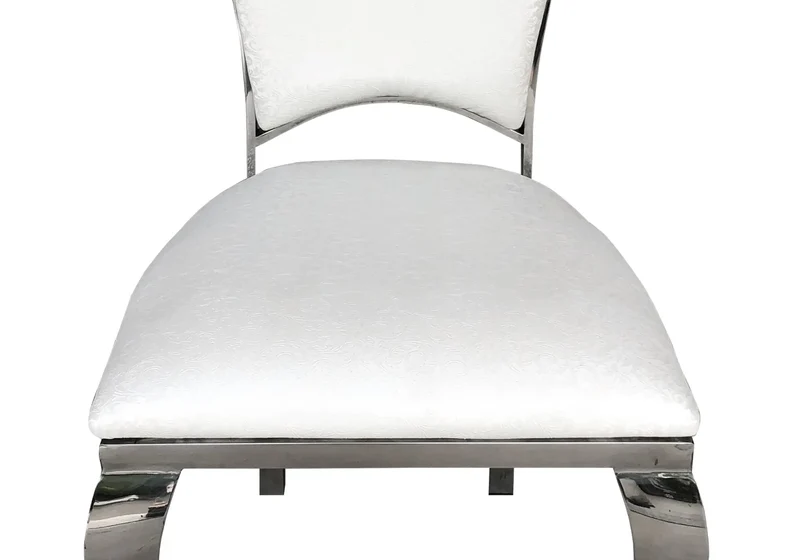 Chaises baroques médaillon en simili blanc argenté - Udo x4