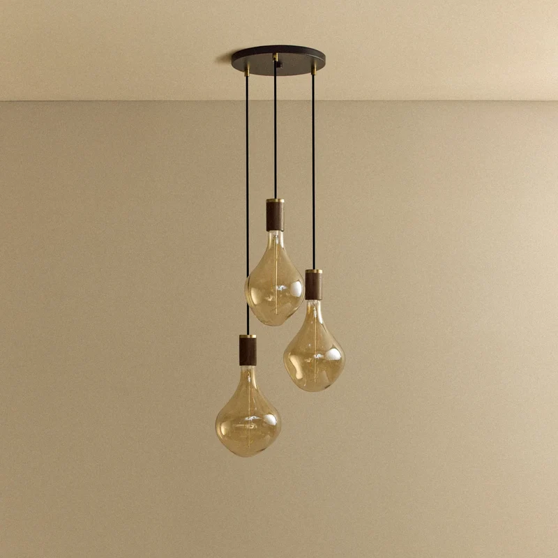 Triple Pendant in Walnut + Voronoi II